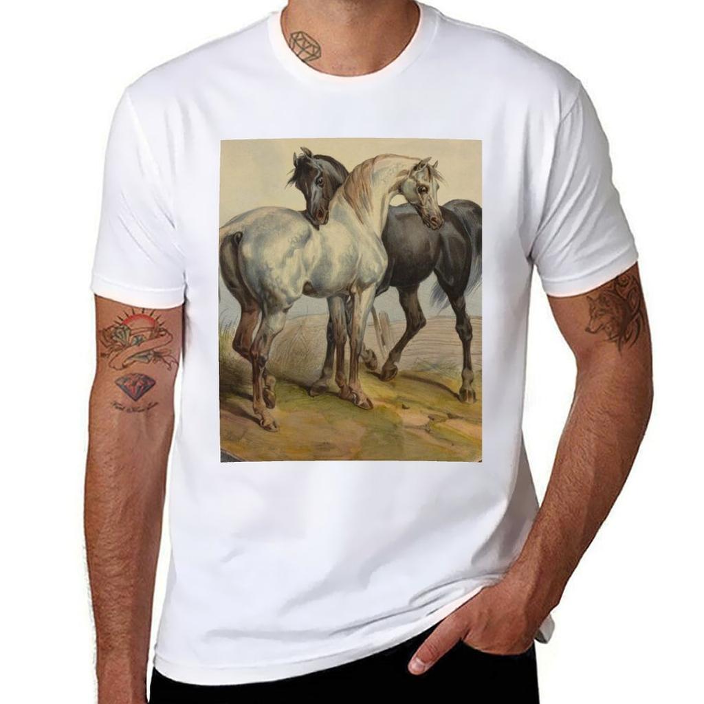 Beautiful Horses Lithography () TShirt Fashion Print Casual Short Sleeve TShirt