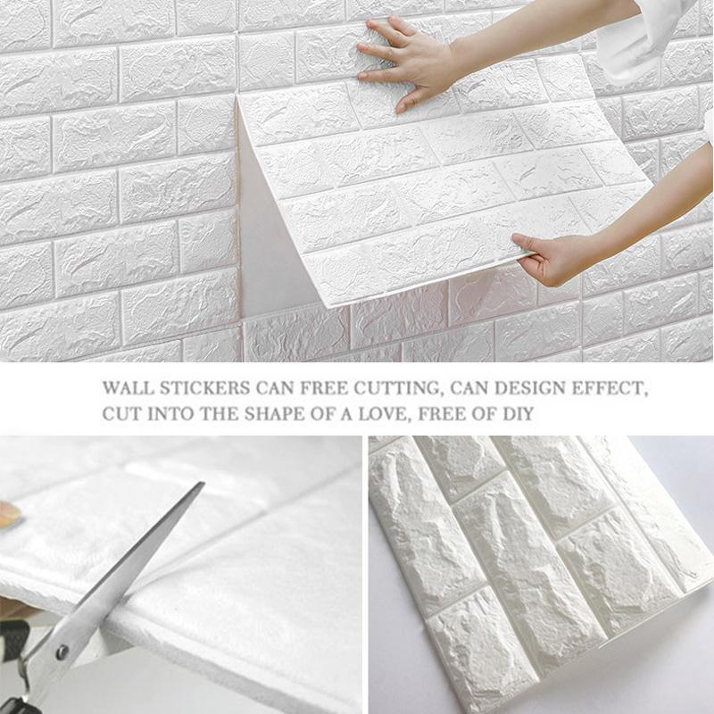 70*77cm 3D Waterproof Self-Adhesive Wall Panels Extra Thick XPE Foam Soundproof & Anti-Collision Wallpaper Living Room Bedroom Kids Room Decor