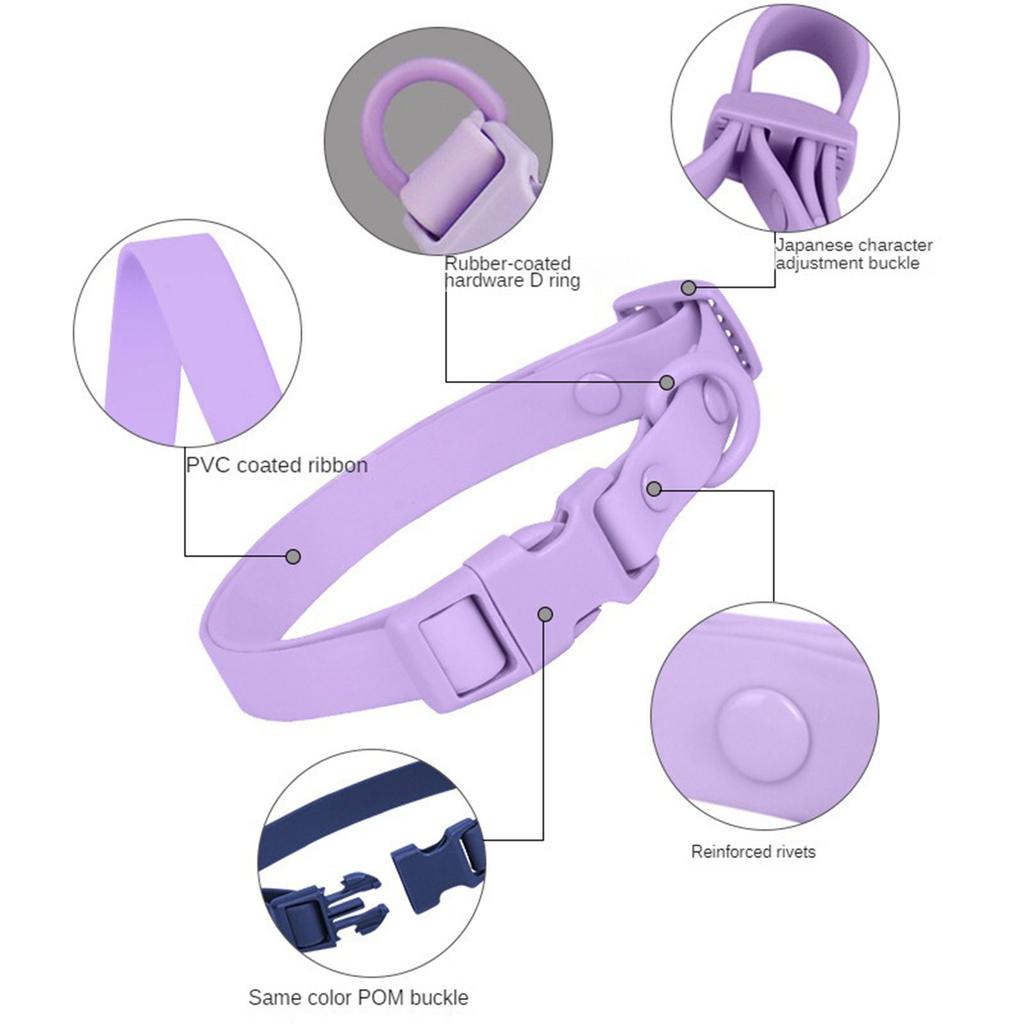 Waterproof Dog Collar Adjustable Length Macaron Color Pet Collar with Leash Medium Large Dog Training Accessories