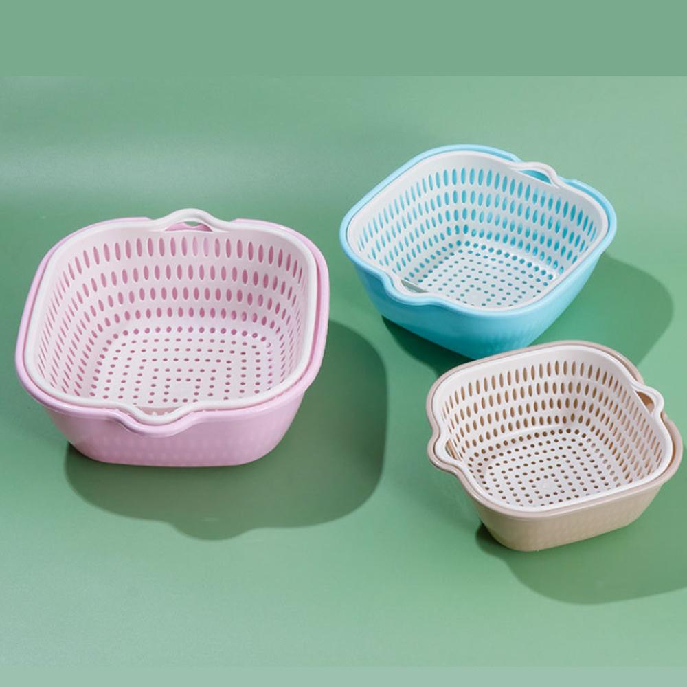 8 pièces/6 pièces/ensemble Égouttoir d'évier Cuisine Paniers d'égouttage double couche Boîte/Panier à légumes Bassin de lavage Panier égouttoir à fruits Boîte de rangement de cuisine