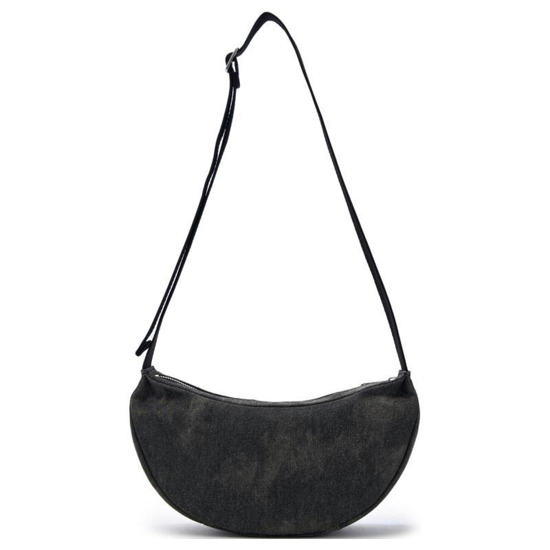 MLB Denim Shoulder Bag Unisex Charcoal Gray/Hemp Sandy Brown Casual