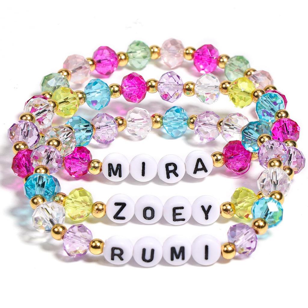 Kristallarmband-Set mit Glasperlen für Mädchen - K-Pop-inspiriertes stapelbares Schmuckgeschenk