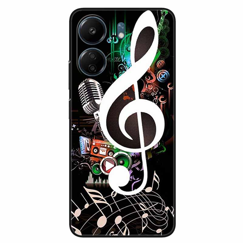 For Xiaomi Redmi 13C 4G Case Animals Painted Black Bumper Silicon TPU Coque for Redmi13C 4G 13 C Shockproof Covers Wolf Soft Bag
