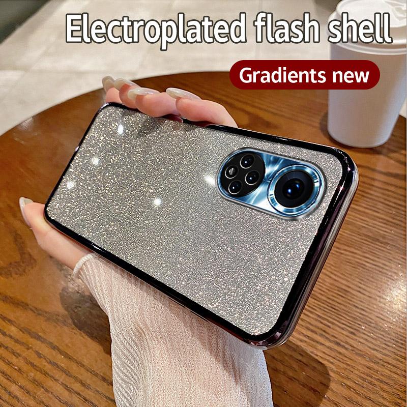 For Huawei Nova 9 Pro Case Honor 50 Pro Phone Case Shiny Glitter Plating Silicone Camera Lens Soft Back Cover