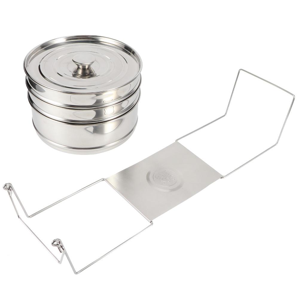 Stainless Steel Steamer Cooker Silver Large Capacity Steamer Insert Pans Stackable Layered Steaming Steamer Inserts Set