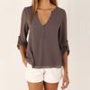 Elegant V Neck Long Sleeve Chiffon Blouse For Women In Six Chic Colors And Sizes S To 5xl
