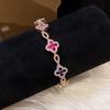 Pink Diamond Zirconia Starburst Flower Bracelet: Trendy, Luxurious Jewelry with Unique Design.