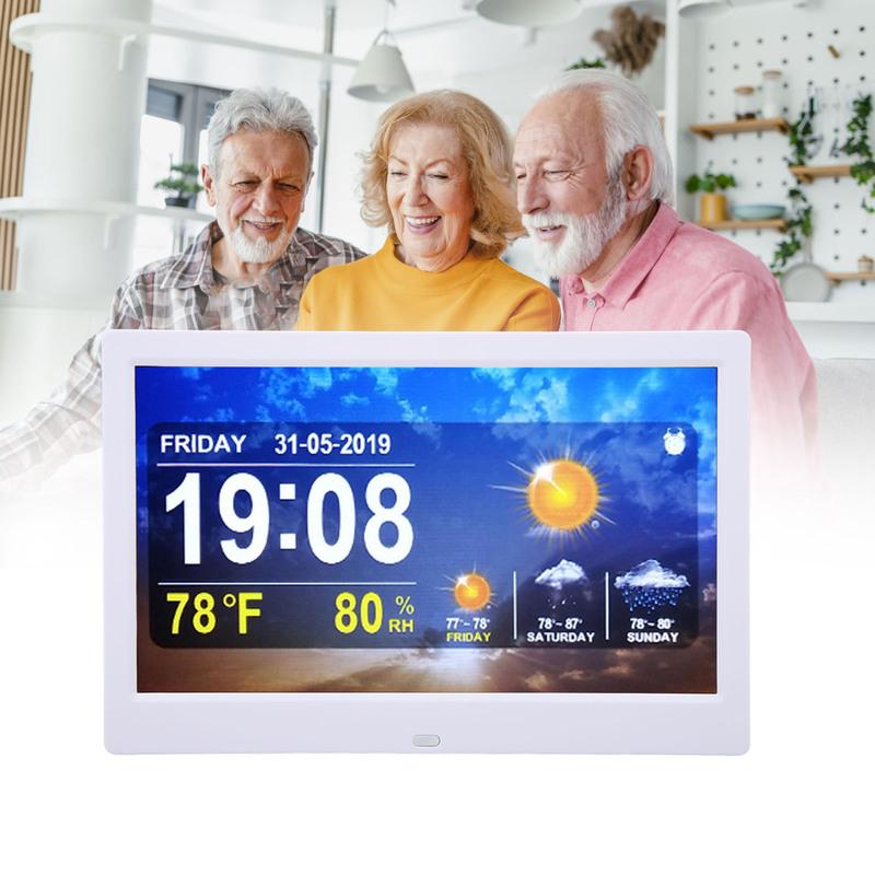 Adjustable Brightness Weather Clock Color Display Alarm Clock White 16MB 100-240V for Living Room