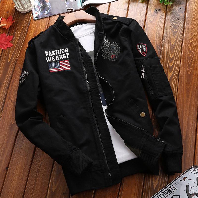 Baseball Collar Military Jacket Men's Spring and Autumn Casual Cotton Tooling Jacket Trend