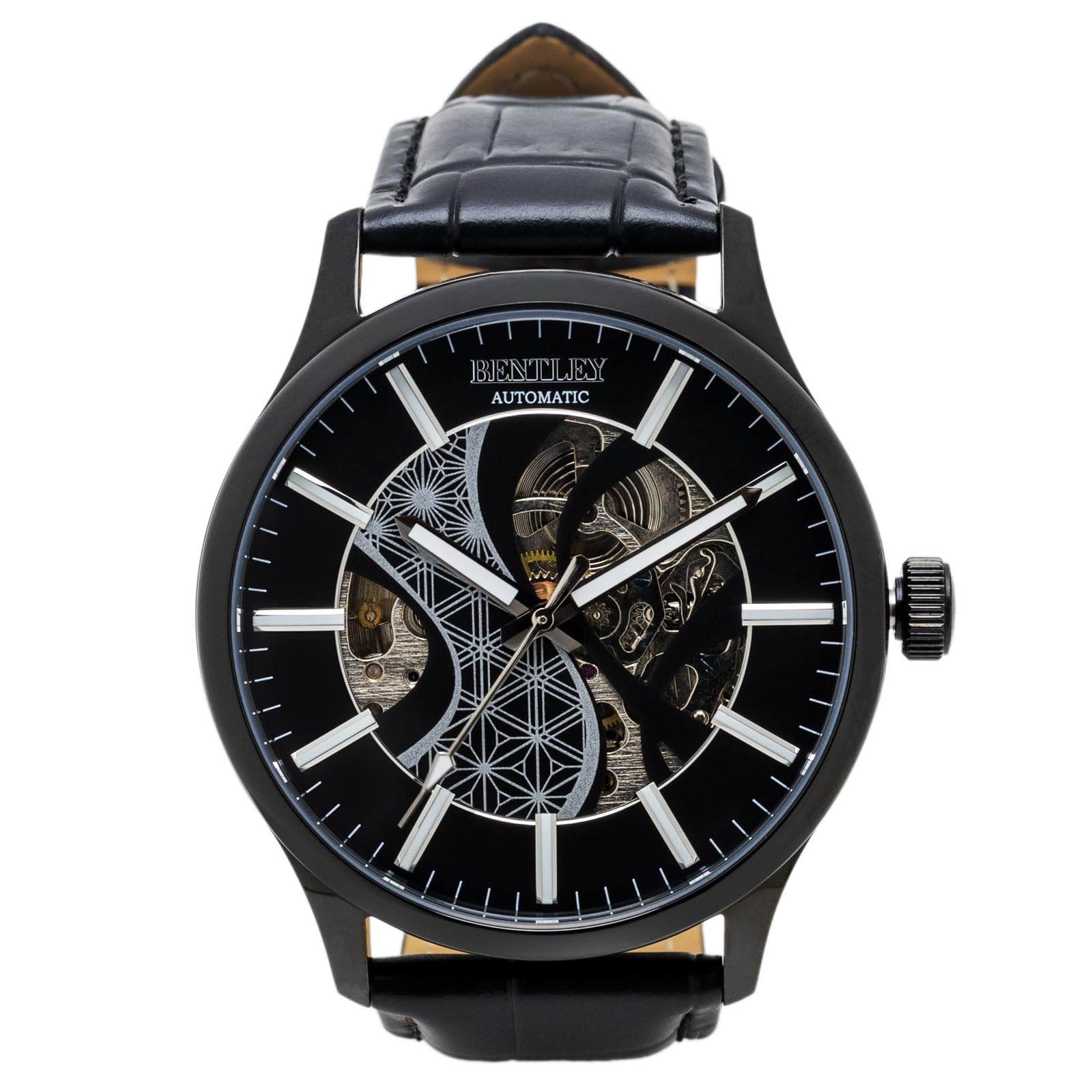 

Автоматичний годинник Analog Leather Strap Mechanical Automatic Bentley Black [Clefer] Men s BT-AM320-BK