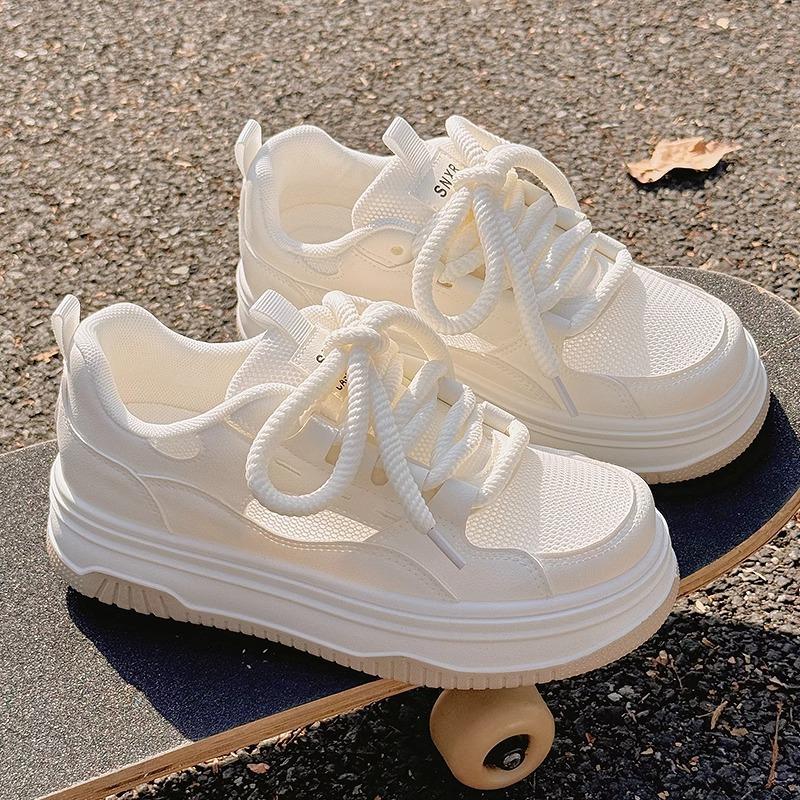 Milk Fufu Little White Shoes Women's 2025 New Summer Canvas Shoes Breathable Mesh Niche Original Thick-soled Heightening Board Shoes