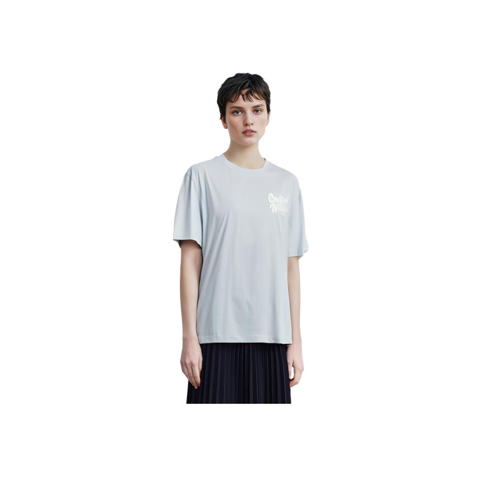 Timberland Letter Print Crew Neck Short Sleeve T-Shirt Unisex Tops Blue A6651-940