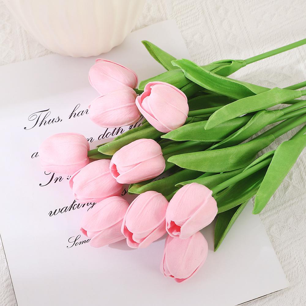 10PCS Artificial Tulips Flower Realistic Touch Tulip Flowers Fake Tulips Flowers for Home Table Vase Decor Wedding DIY Bouquet