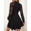 Lace Lace-Up Long-Sleeved Dress