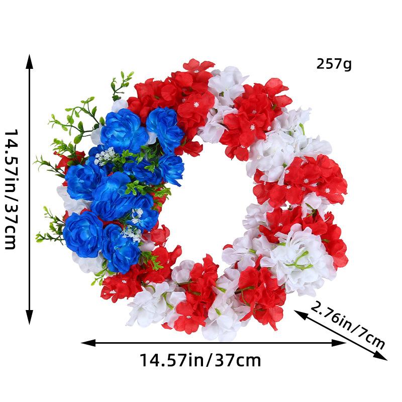 

Zhongran Independence Day Wreath Decorative Ornament Festival Simulation Flower Wreath Rattan Pendant Window Props