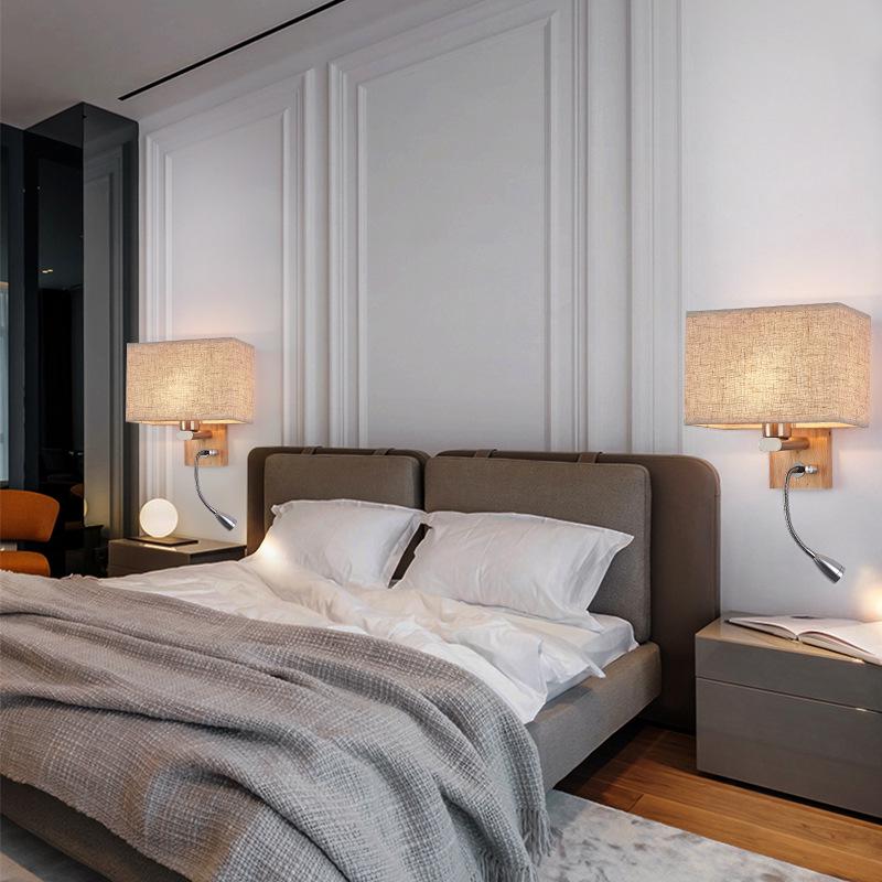 European LED Wall Lamp: Wooden Craft Bedside Light for Hotel or Bedroom