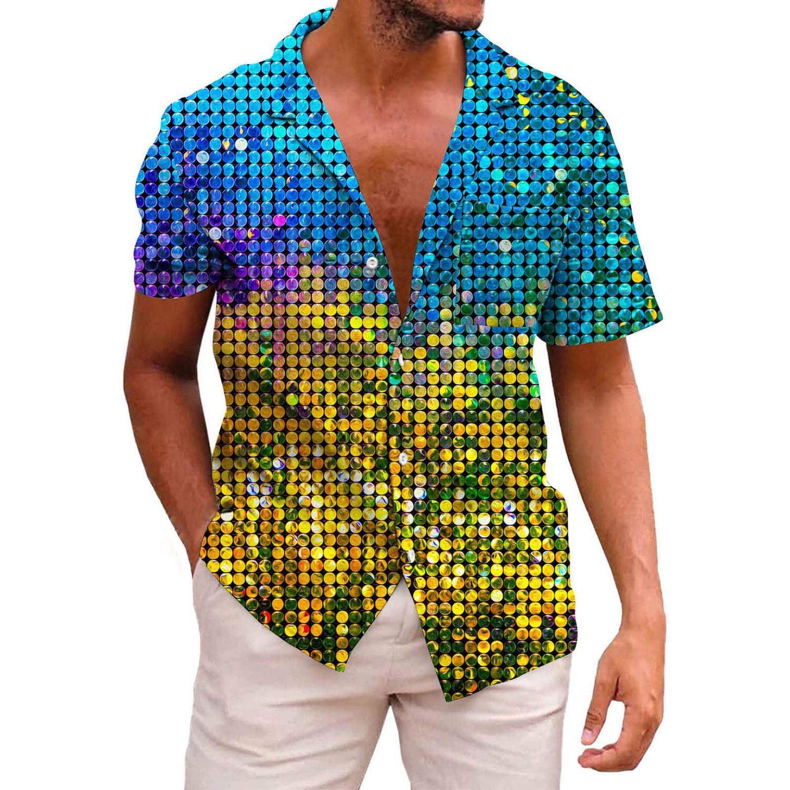 

Мужская повседневная пляжная праздничная одежда с лацканами, модная рубашка, гавайская рубашка с короткими рукавами XL небесно-голубой