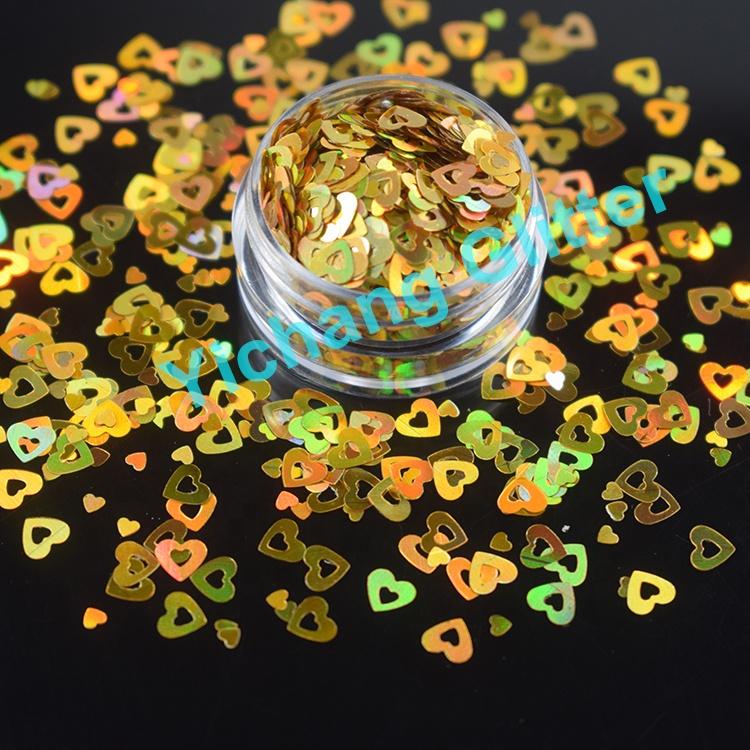 Christmas Decoration Hollow Heart Glitter Cosmetic Grade Shaped Glitter Powder for Make-up Nail Party Decoration Tumbler