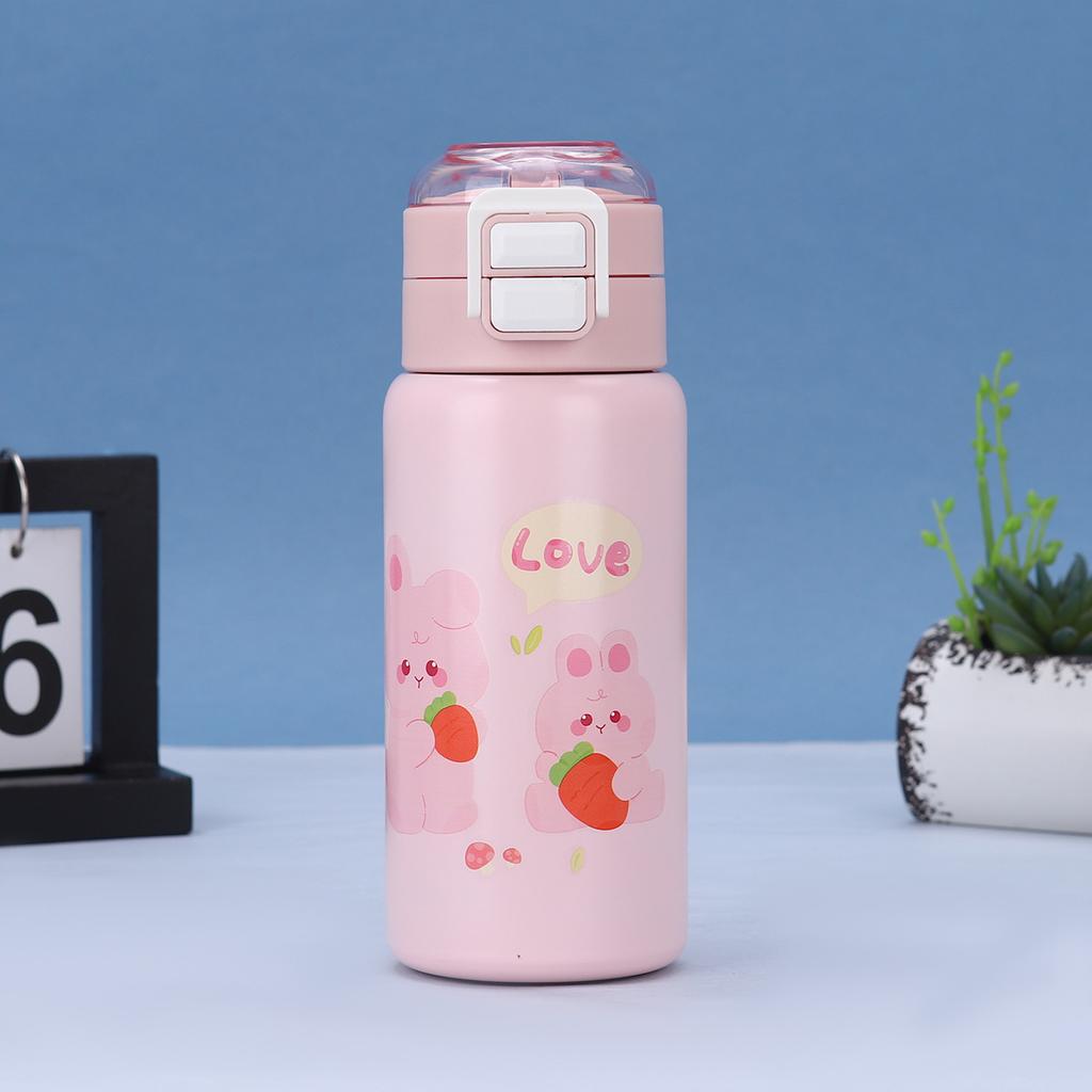 MOE Fun Stainless Steel Children's Thermos Cup Cartoon Cute Children's Water Cup A Cover Dual-purpose Double Shot Jump Cup