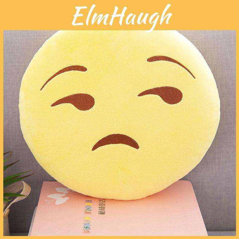 Charming 13" Yellow Round Emoji Pillow With Cute Fun Design And Soft Plush Material