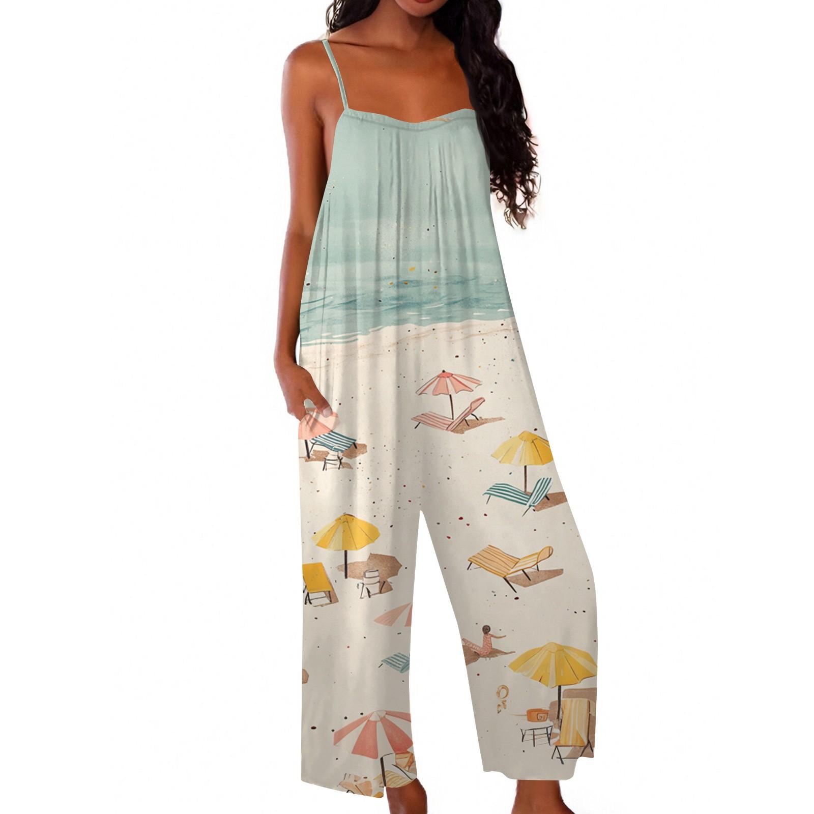 

Women s Jumpsuit Printed Casual Loose Jumpsuit L бежевий