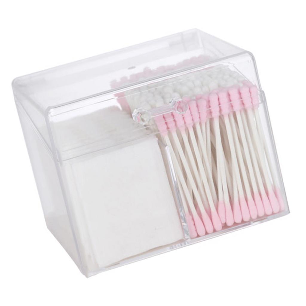 Clear Cotton Swab Box Dustproof Waterproof Acrylic Transparent Cotton Swab Organizer with Lid for Co