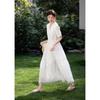 XWI French V-Neck Lace Cotton Midi Dress