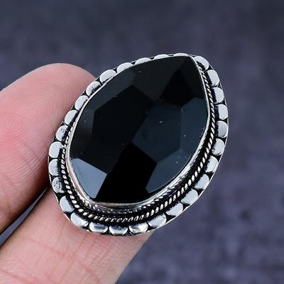 Natural Black Spinel Gemstone Handmade 925 Steling Silver Gift Ring Size 8 A0n35