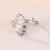 Adjustable Stainless Steel Forest Ginkgo Leaf Ring for Women