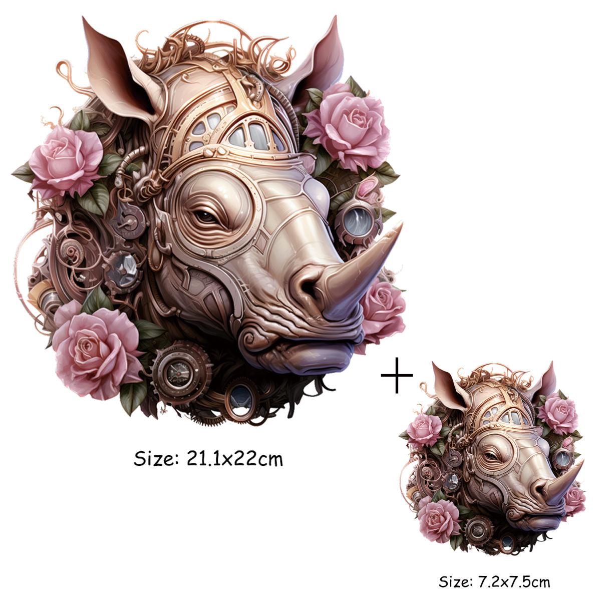 

Теплопередающая наклейка «Свирепый цветок носорога», термонаклейки своими руками для одежды, изготовления футболок, украшения подушек, принадлежностей для одежды и аппликаций