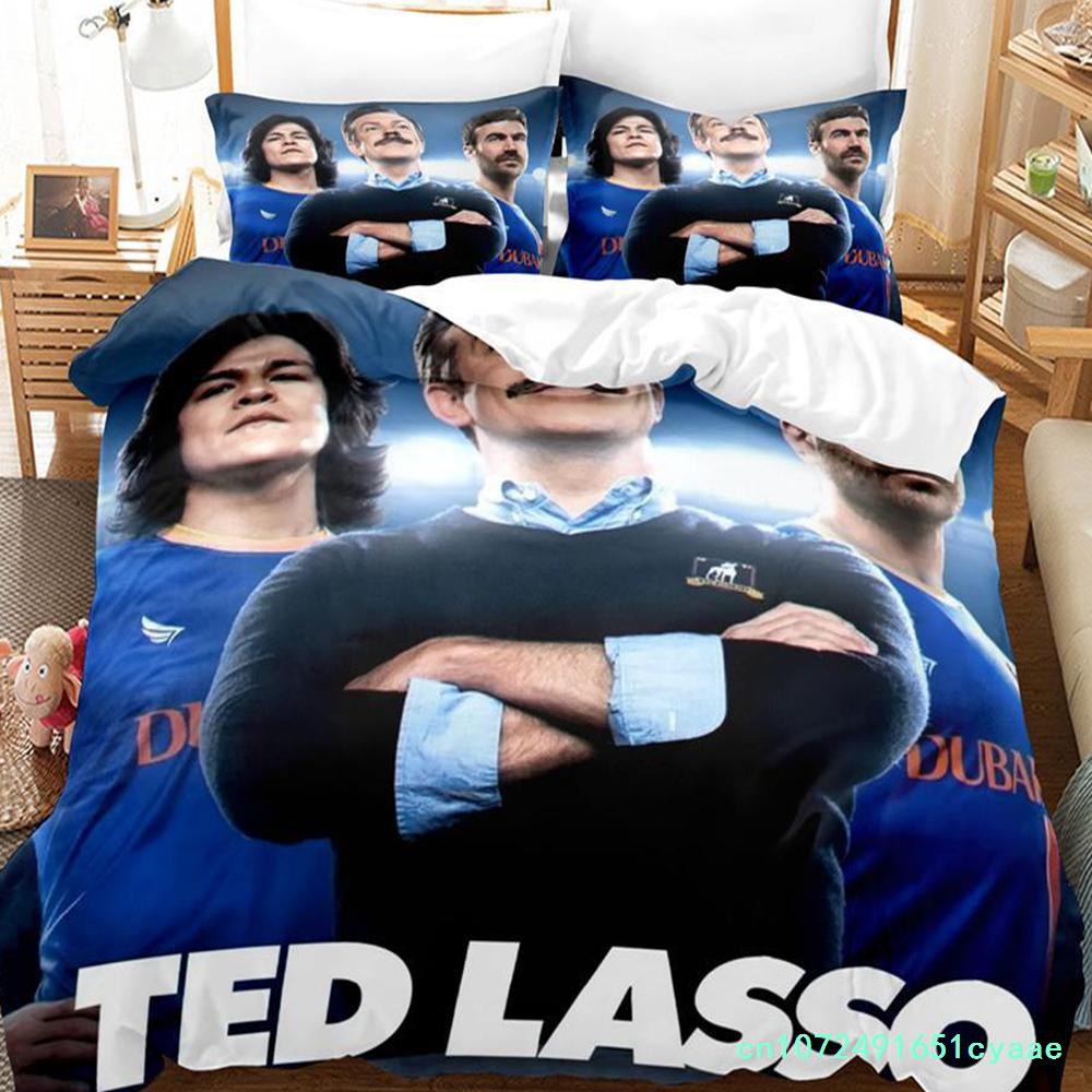 Ted Lasso Saison 2 Ensemble de literie Simple Jumeau Complet Queen King Size Ensemble de lit Chambre d'adulte Enfant Housses de couette Ensembles Drap de lit 3D EU single(135x200cm)