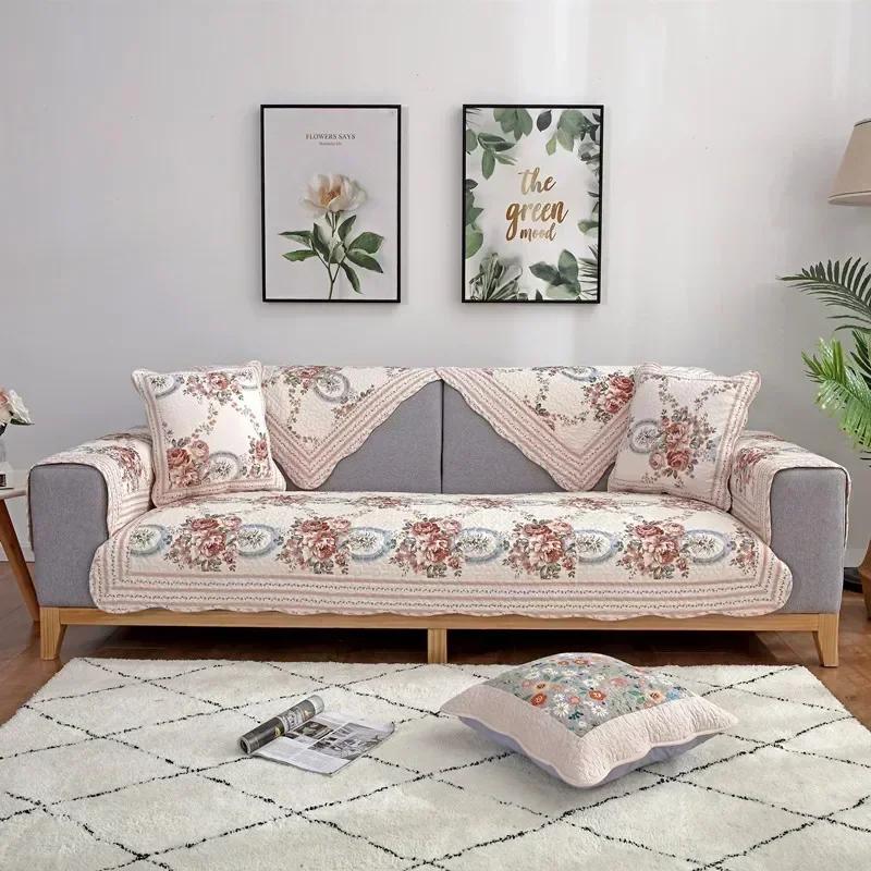 Four Seasons Universal Pastoral Printing Sofa Cushion Korean Style Small Floral Sofa Towel Hot Selling Cotton Sofa Covers