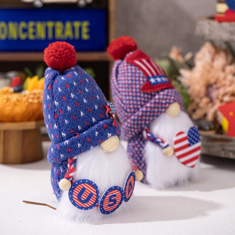 Cute Independence Day Usa Flag Gnome Plush Decoration For Festive Home Decor
