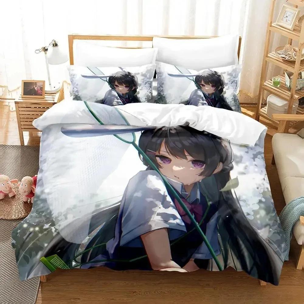 New Virtual Youtuber Tsukino Mito Bedding Set Cartoon Anime Three-piece Set Adult Kid Bedroom Duvet Cover Sets 3D Kawaii Girls