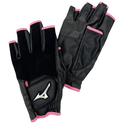 Mizuno Park Golf ZEROSPACE Gloves, Fingerless, C3JGPC20, Medium, Black/Pink