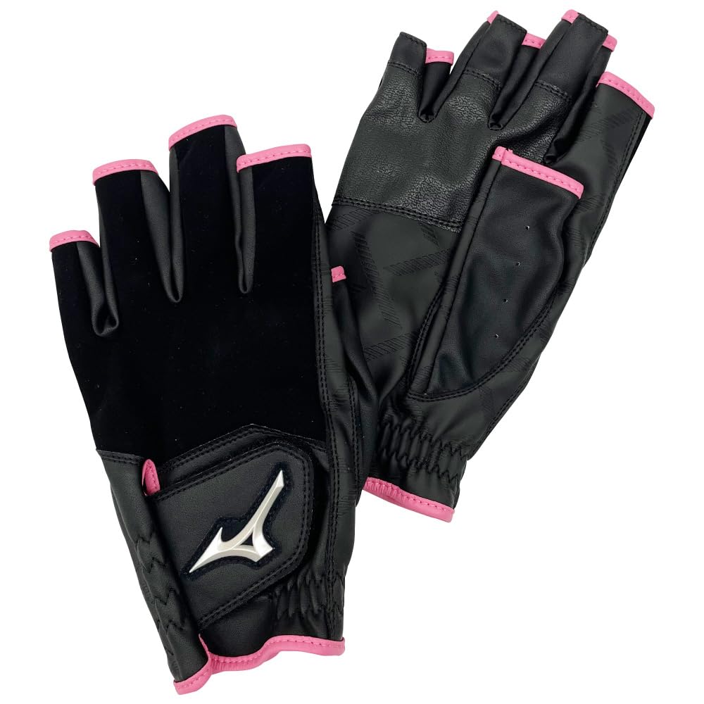Mizuno Park Golf ZEROSPACE Gloves, Fingerless, C3JGPC20, Medium, Black/Pink