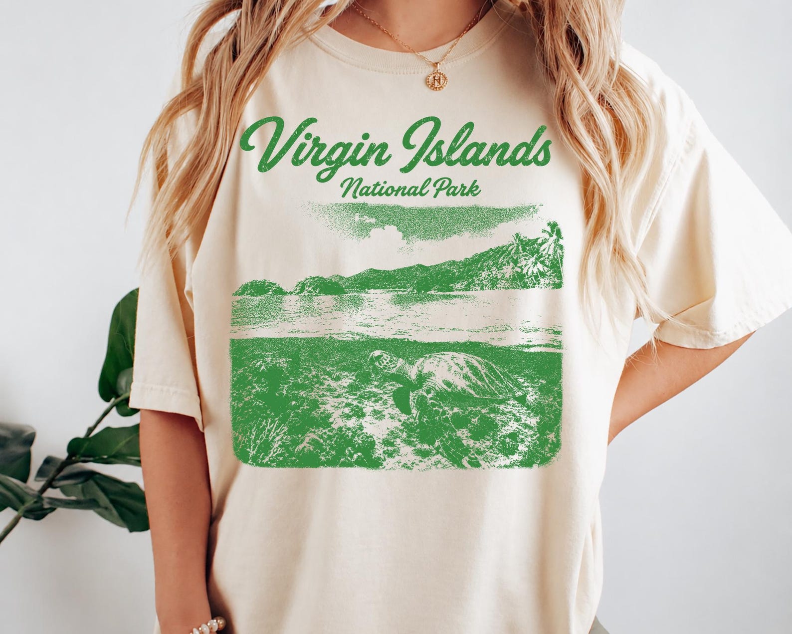 Virgin Islands National Park Turtle Beach Tee, Caribbean Tropical Island Comfort Colors Shirt 4XL