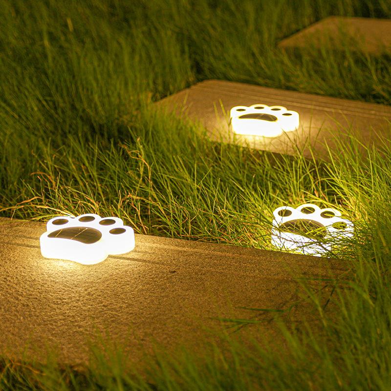 Paw Print Solar Lights 4 Pack, Solar Garden Light, Waterproof Cat Dog Animal Path Paw Lamp, Led Path Lights For The Home, Christ