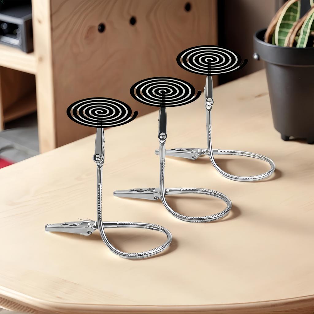 3Pcs Stainless Steel Mosquito Coil Holder – Adjustable Clip Heat-Resistant Anti-Tip Indoor Outdoor Insect Repellent Burner