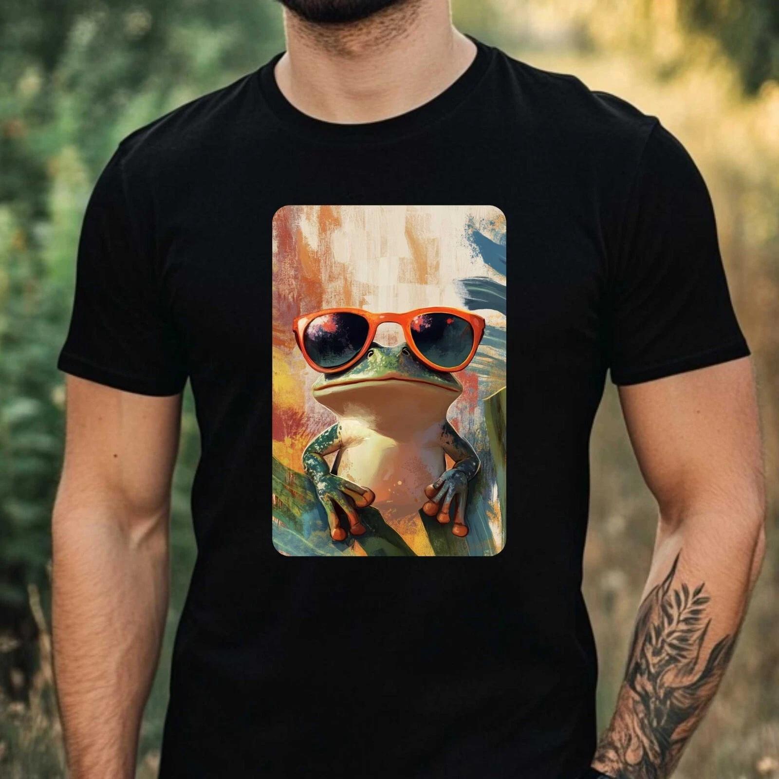 T-Shirt Herren Frosch mit Sonnenbrille Motiv Baumwolle Größe XS bis 5XL XXL
