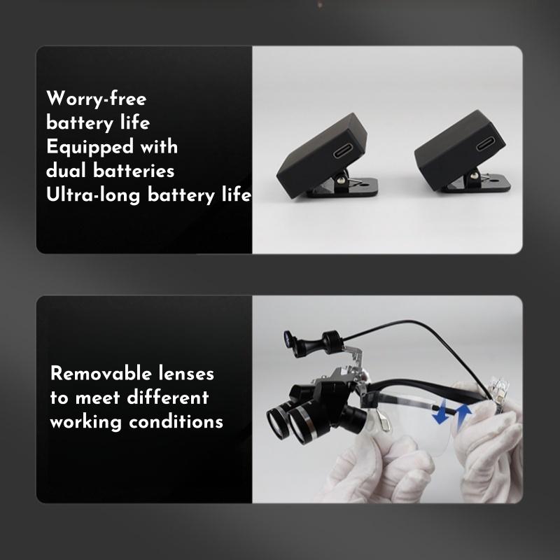 Lupe Dentare Wireless cu Far de 5W Mărire Ajustabilă 3.5-5.5x Ochelari Măritori Chirurgicali