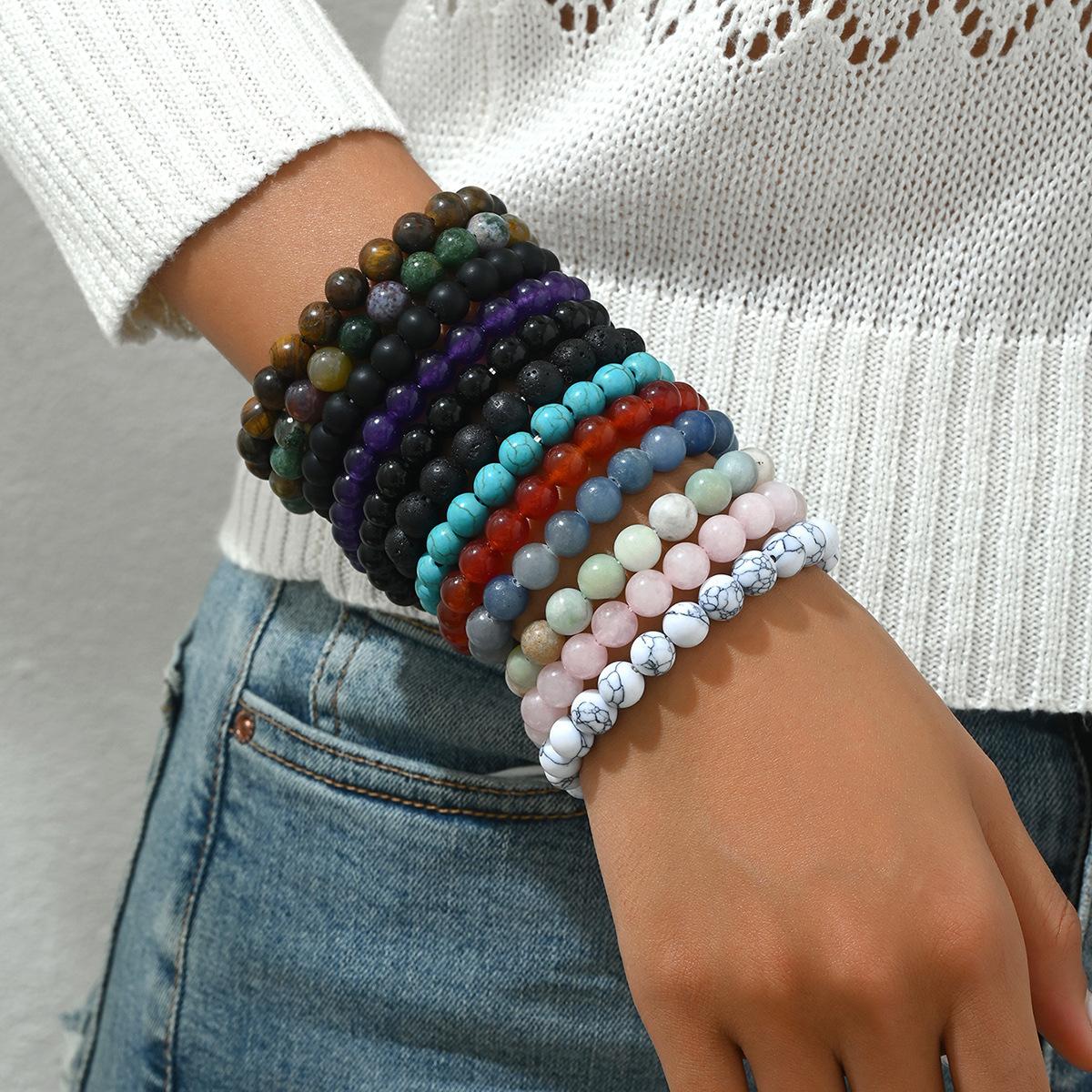 

Геометрический дизайн из натурального камня, плетеный вручную браслет, модный унисекс, универсальный браслет, набор, оптовая продажа