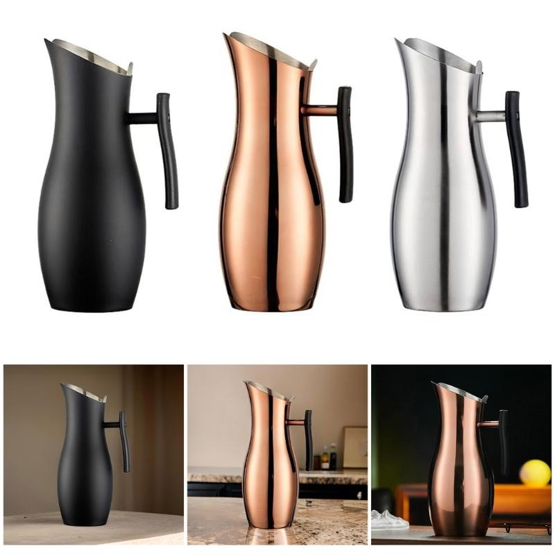 Kitchen Cold Water Wine Juice Jugs Stainless Steels Water Pitcher Jugs Cold Drinking Pitcher for Serving Water, Iced Teas