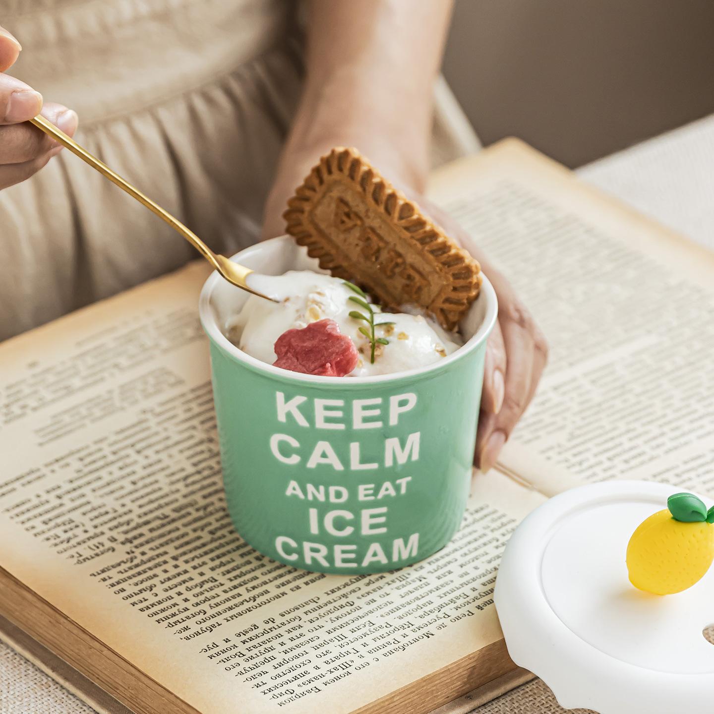 

ins wind hand holding cup ceramic cup no handle cup exquisite ice cream cup household alphabet water cup coffee cup 240ml