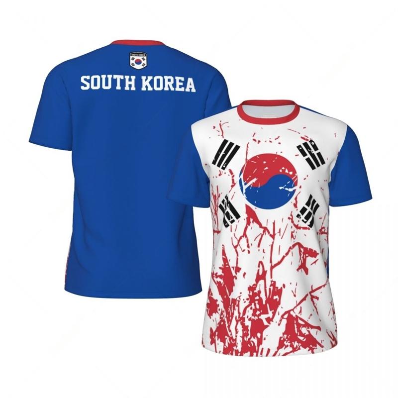 South Korea Flag Football T Shirts For Men Fashion Summer National Emblem 3D Printed Jersey Casual
