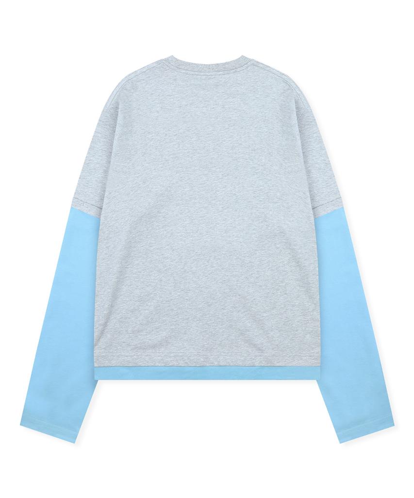 XTONZ Xtt166 Roll-Up Layered Crop Long Sleeve (Gray)