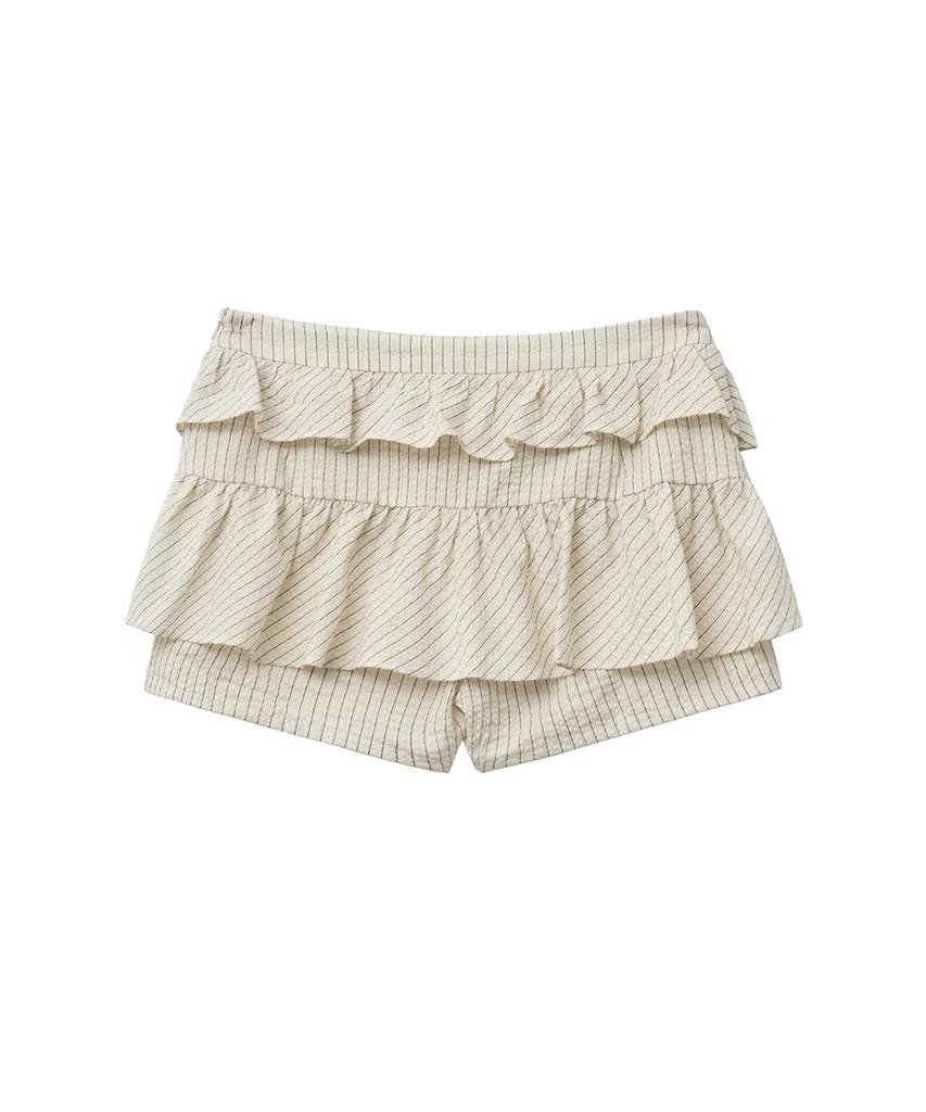 Yuupeu Wrinkle Mini Skirt Pants - Ivory