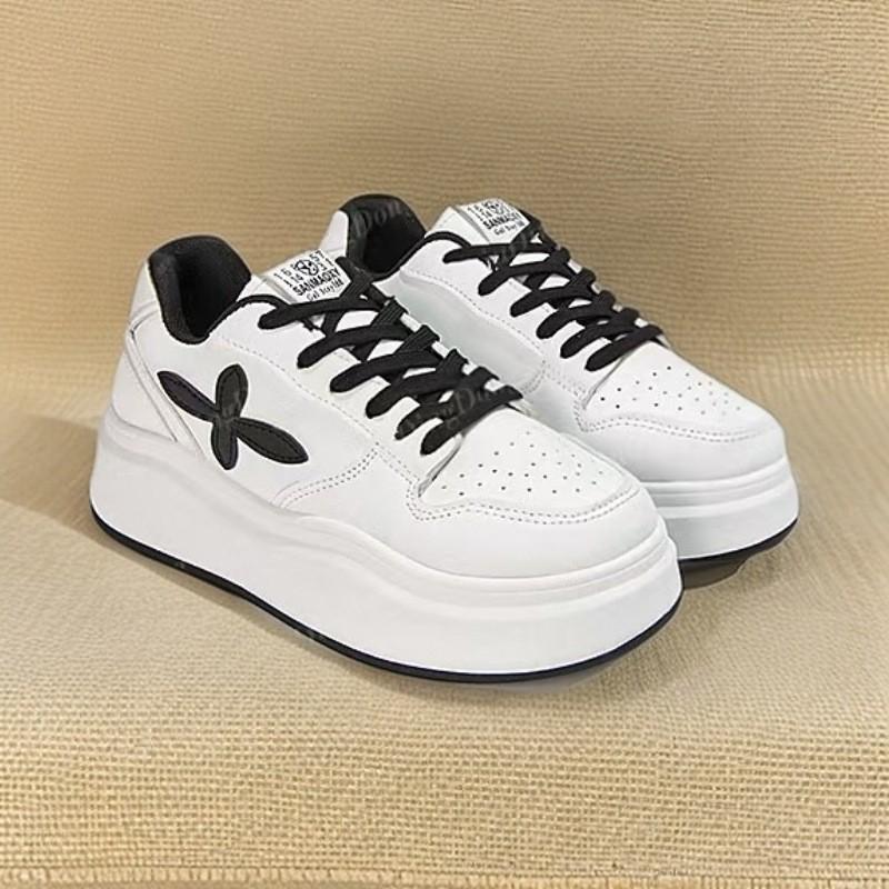 

Trend thick-soled little white shoes women s spring new versatile casual sports board shoes lace-up height-increasing muffin 35 белый