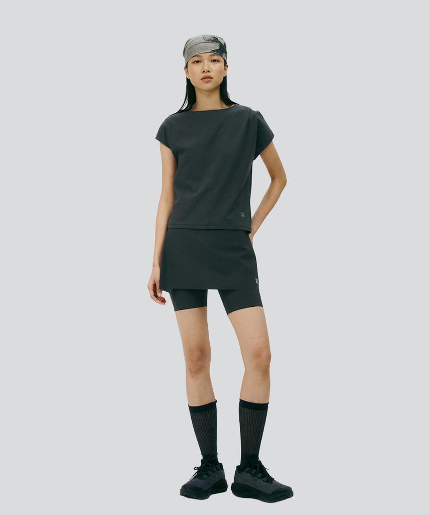 KALEG Transitional Pintuck Crewneck T-Shirt For Women (Dark Grey)