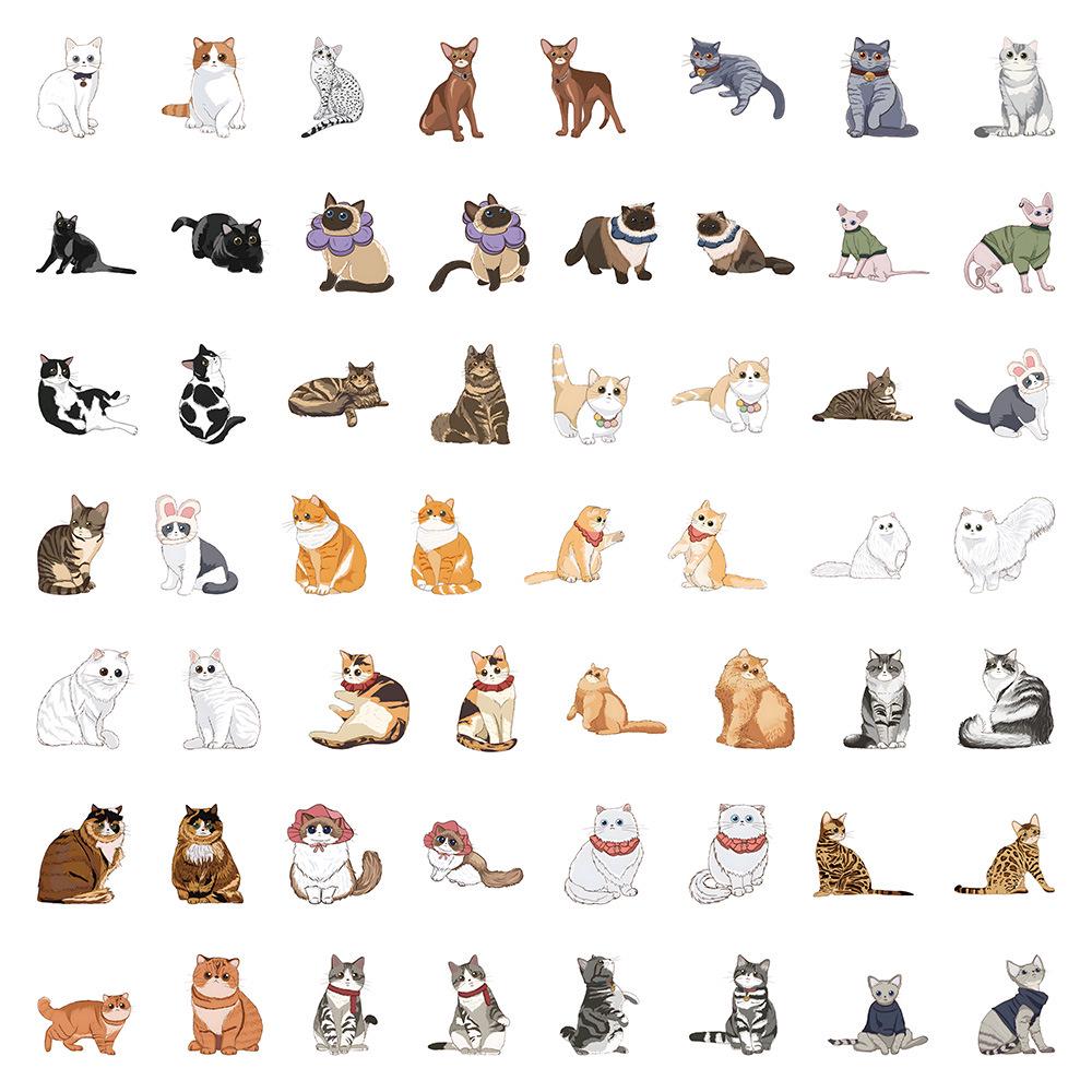 1800 Realistic Cartoon Kitten Stickers: Cute Cat Graffiti Collection for Creative Decoration